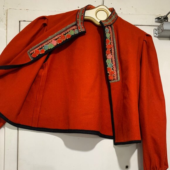 VINTAGE THEKLA JULINS EFTF OPEN FRONT EMBROIDERED WOOL JACKETS SIZE S - Picture 6 of 11